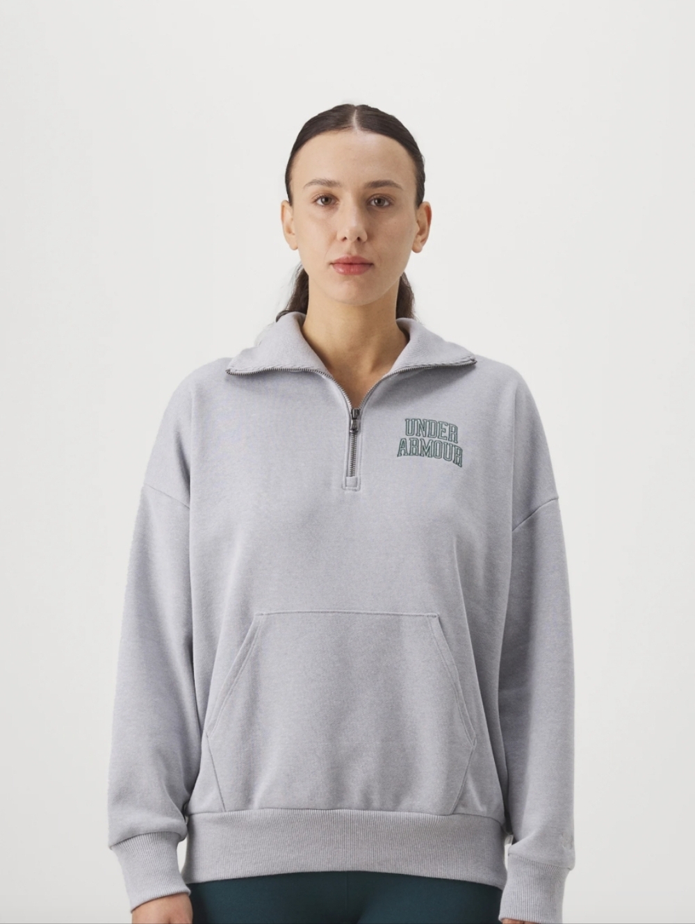 Under Armour ICON Sweatshirt - Gray Light heather/ forest green size XS